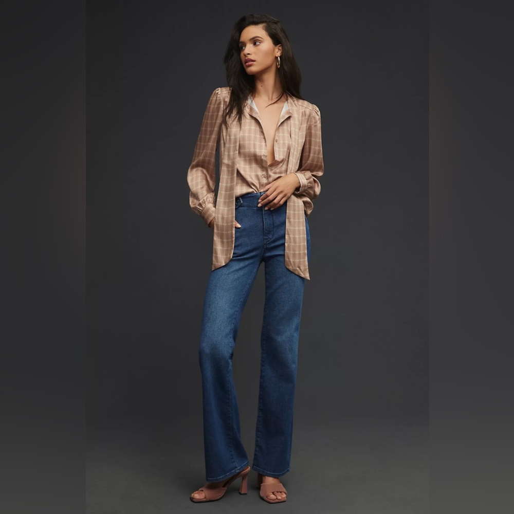 NEW Anthropologie Pilcro Polished Mid-Rise Bootcut Jeans -Drk Indigo Blue Sz 27